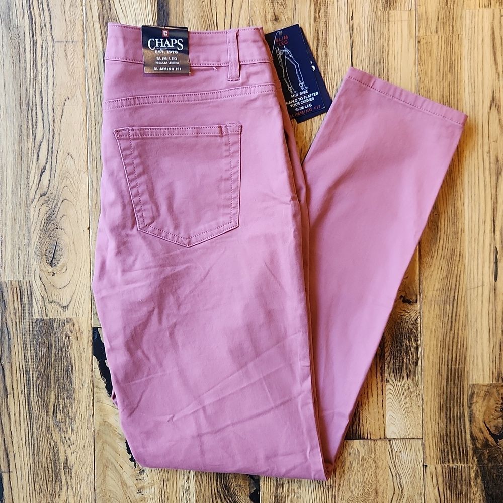 Chaps Slim Leg Pink Pant